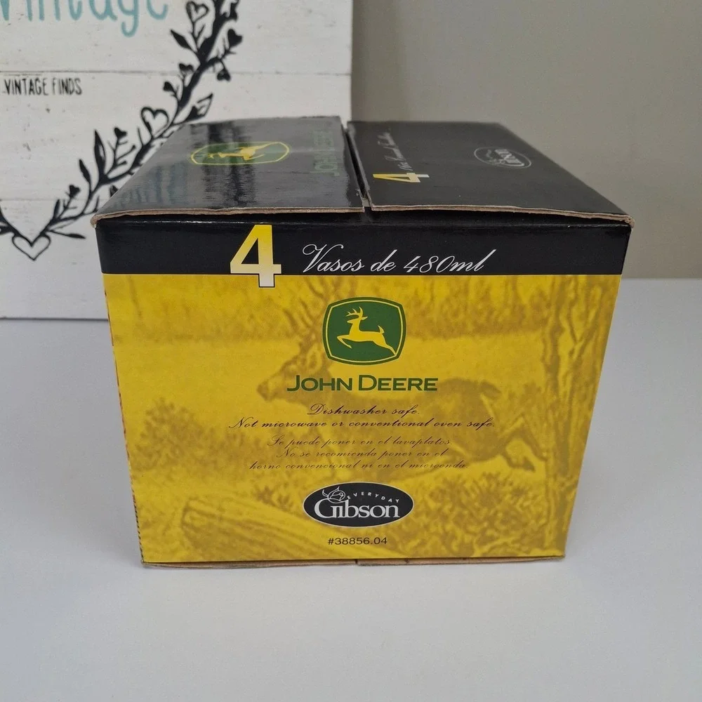 Gibson Everyday John Deere 16oz Conical Tumblers Set of 4 Tractor Glass 38856.04